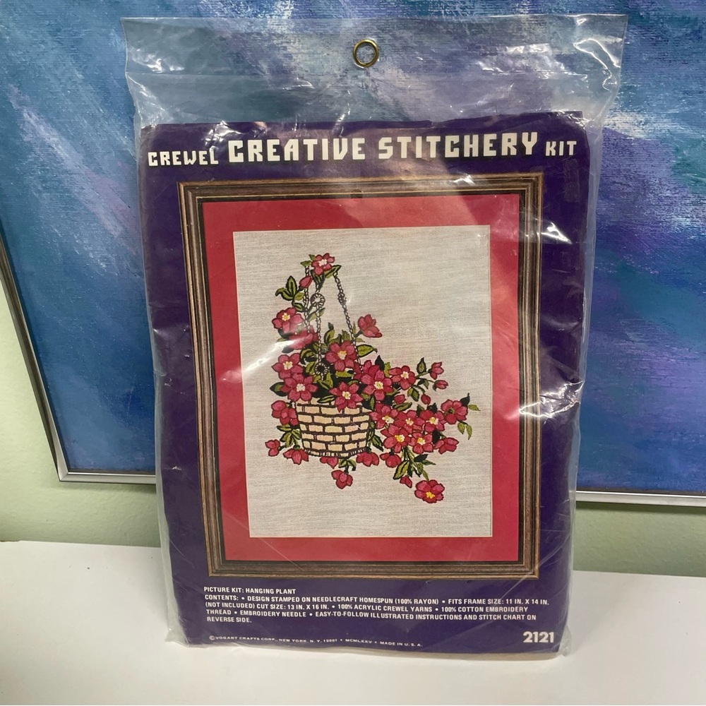 New Old Stock Sealed Creative Stitchery Crewel Embroidery Kit Hanging Plant